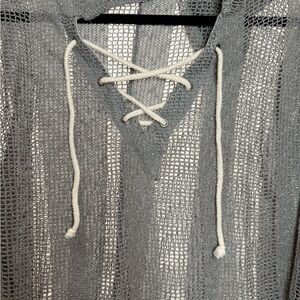 Vintage Gray Mesh Swim Coverup